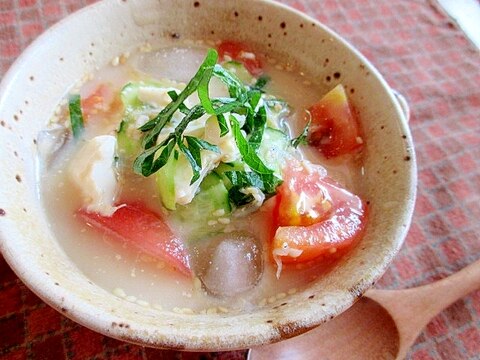 夏はコレ！さっぱりトマトと豆乳の冷やし汁♪